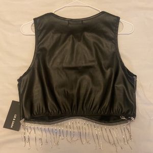 black leather top XL